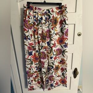 JM Collection Floral Print Elastic Waist Pants